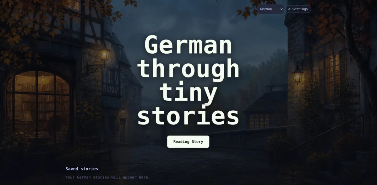 Stories language-learning app homepage